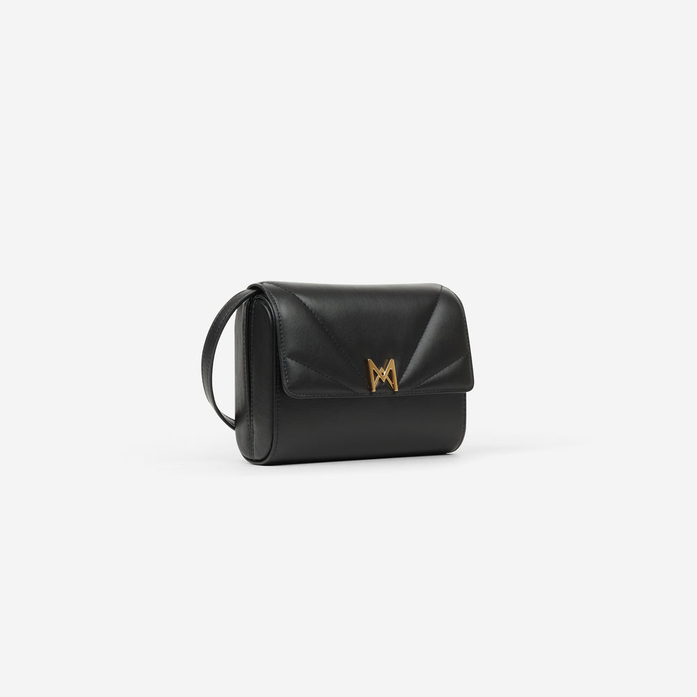 Sac à main M1_06 noir vu de profil - MAES Paris, Haute Maroquinerie végane