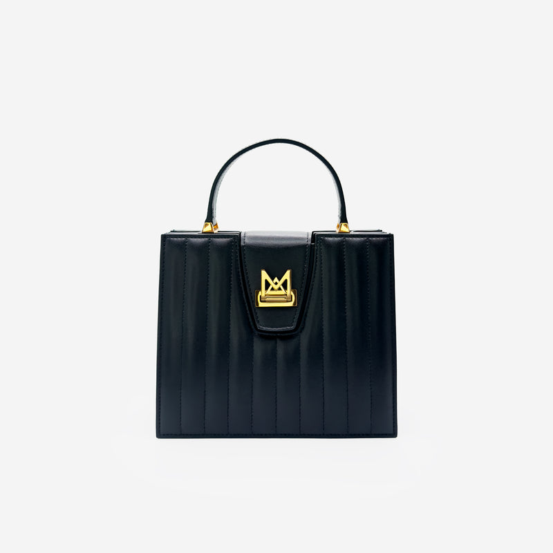 Sac M24/20 par MAES Paris - vue de face [color:noir,black][finish:doré,gold]