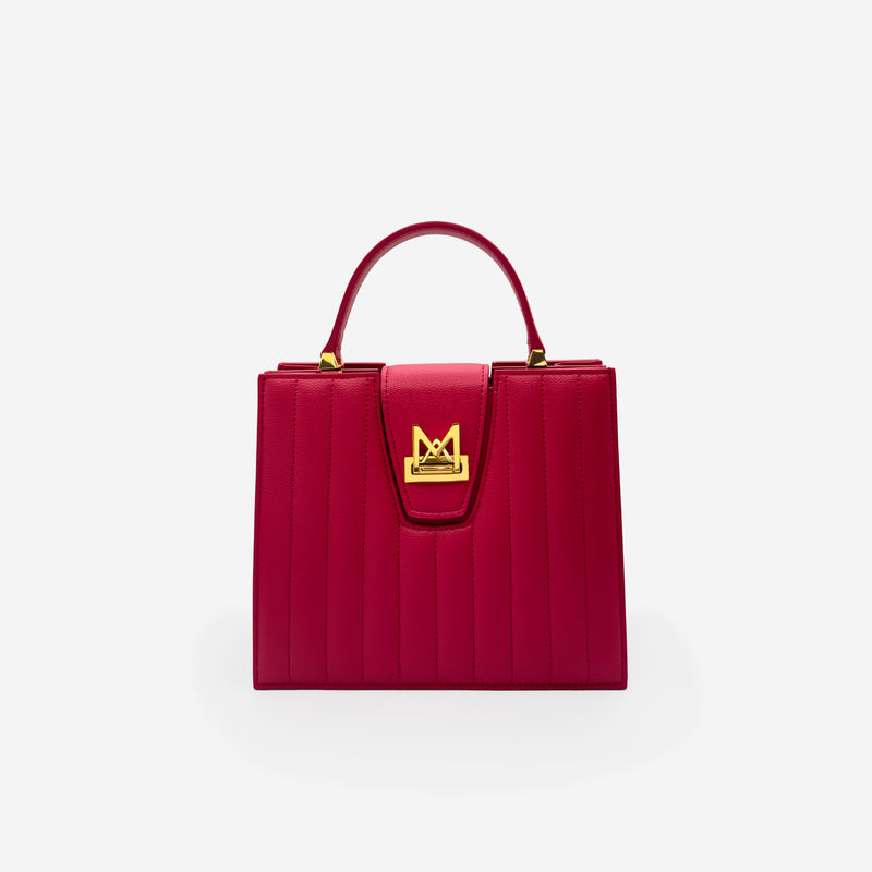 Sac M24/20 par MAES Paris - vue de face [color:rose rubis,pink ruby][finish:doré,gold]
