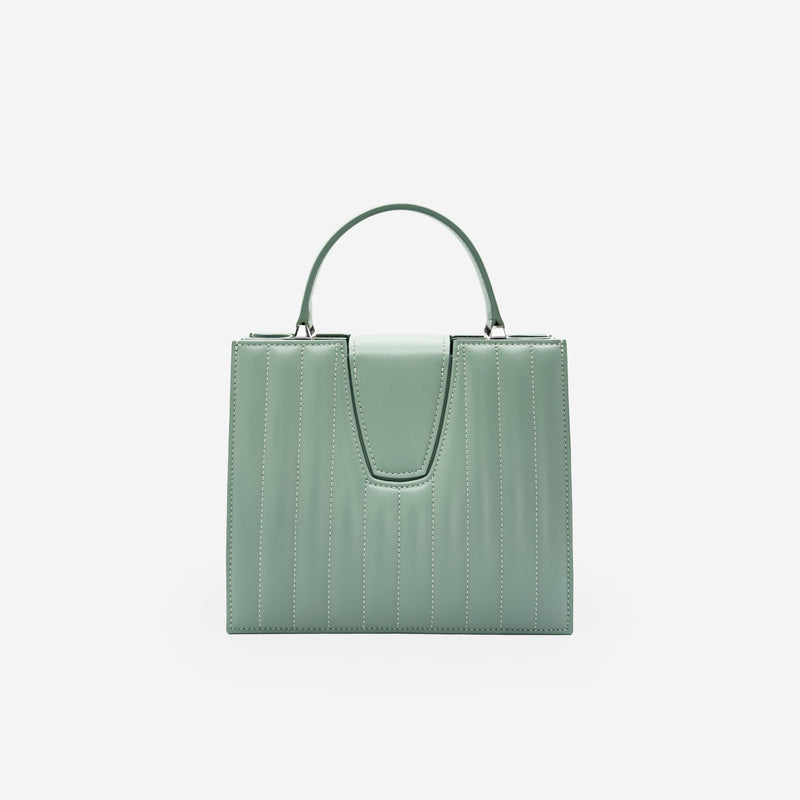 Sac M24/20 par MAES Paris - vue de dos [color:vert sauge, sage green][finish:argenté,silver]