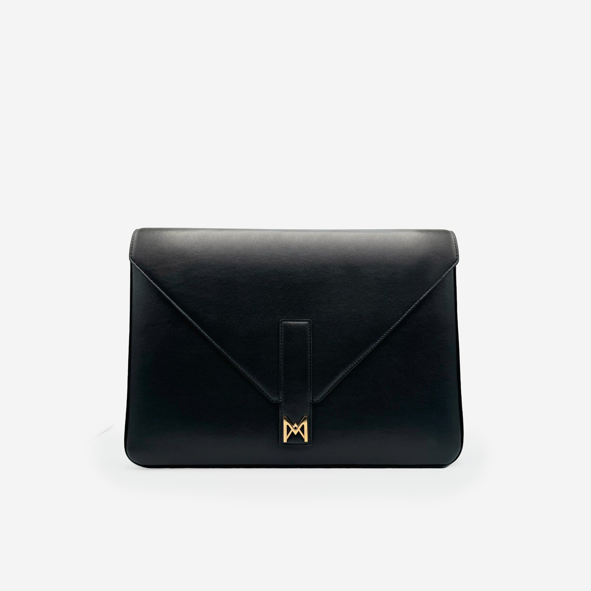 Pochette PC M24 MAES Paris en matière végane - vue de face [color:noir,black]