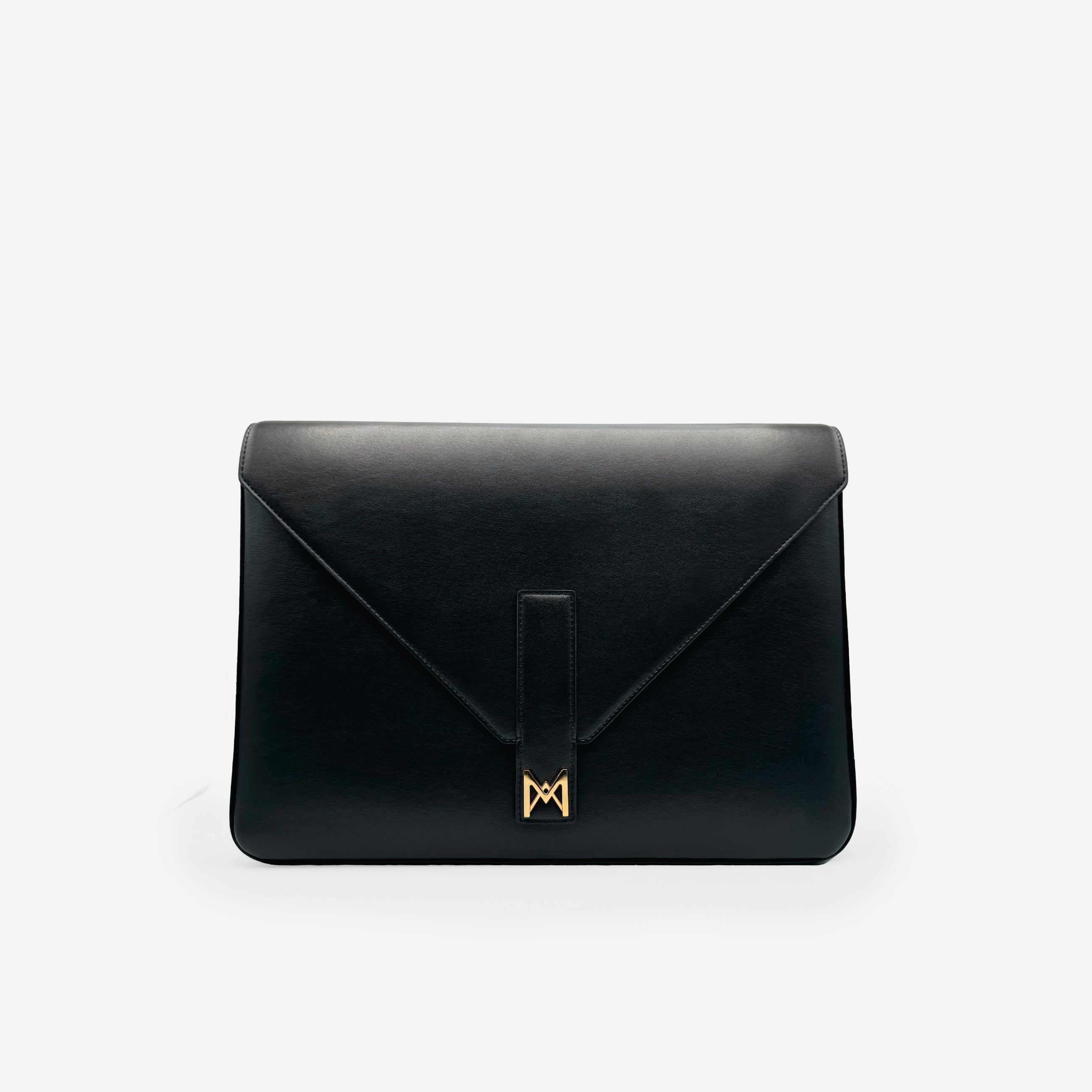 Pochette PC M24 MAES Paris en matière végane - vue de face [color:noir,black]