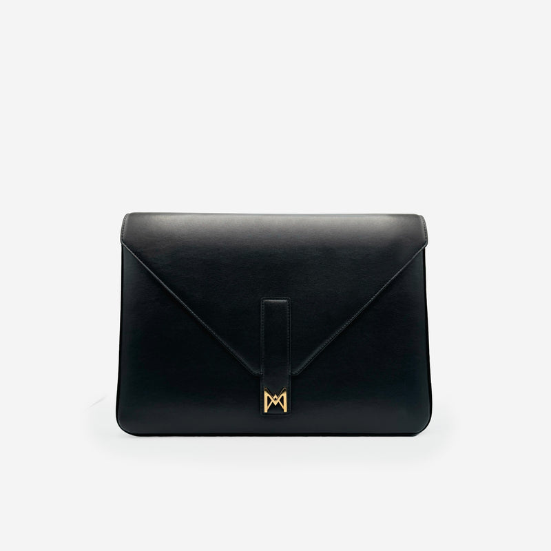 Pochette PC M24 MAES Paris en matière végane - vue de face [color:noir,black]