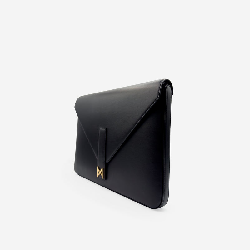 Pochette PC M24 MAES Paris en matière végane - vue de profil [color:noir,black]