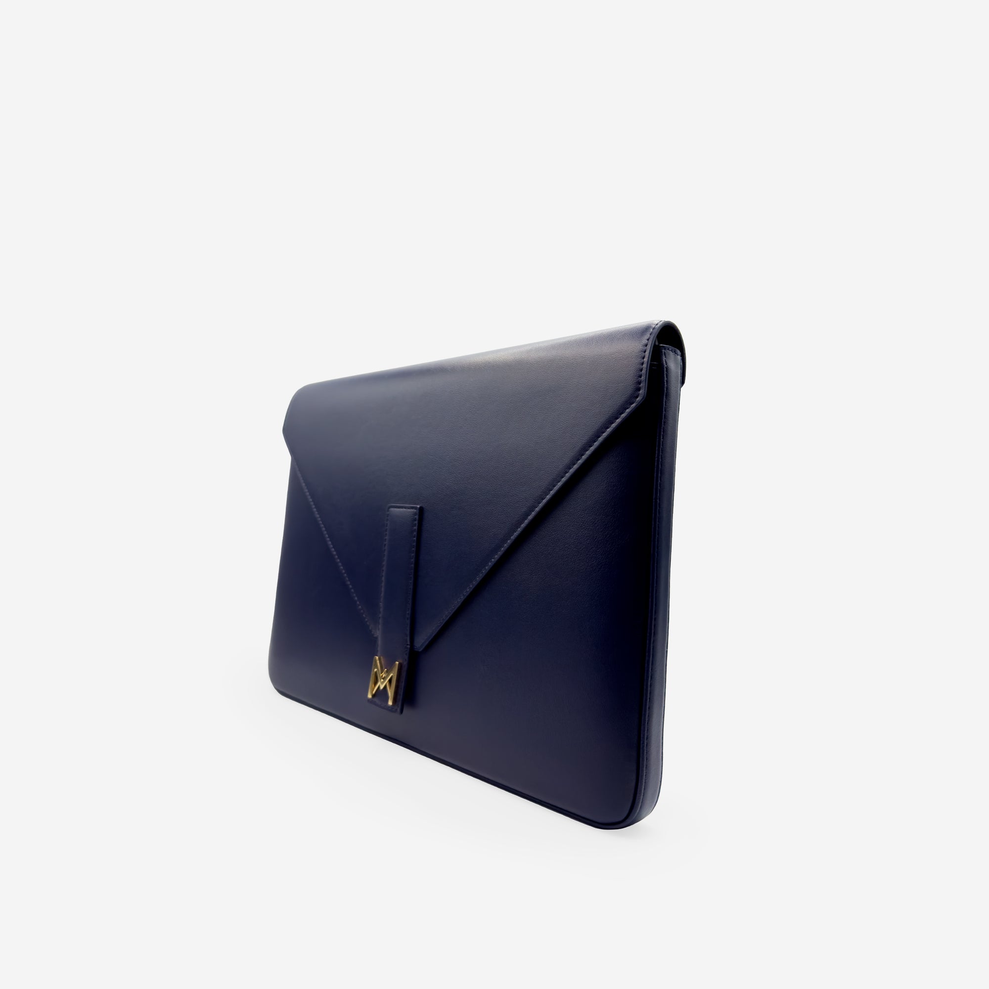 Pochette PC M24 MAES Paris en matière végane - vue de profil [color:bleu nuit,night blue]