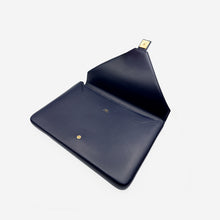 Pochette PC M24 MAES Paris en matière végane - vue ouverte [color:bleu nuit,night blue]