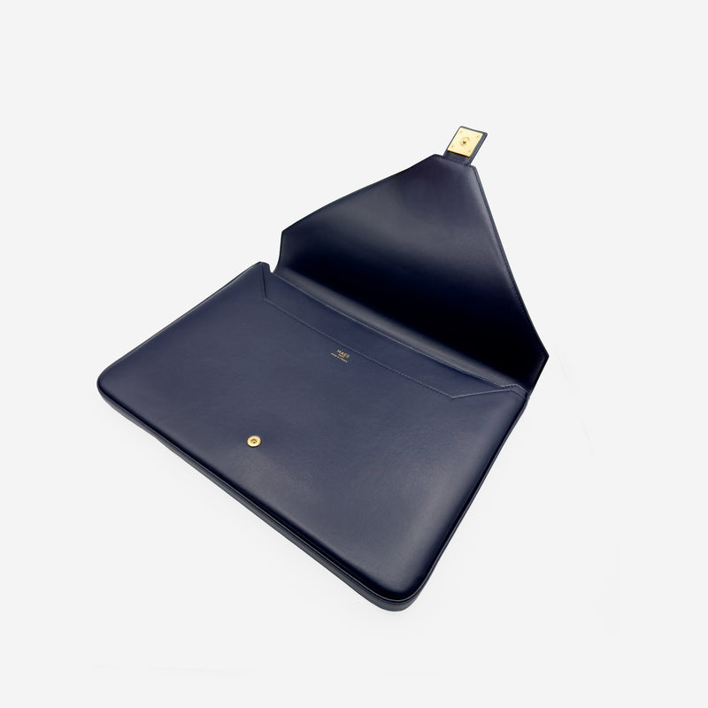Pochette PC M24 MAES Paris en matière végane - vue ouverte [color:bleu nuit,night blue]