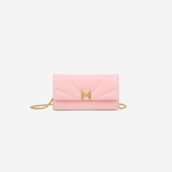 sac à main M1_01 en cuir d'agneau upcyclé couleur rose - vue de face