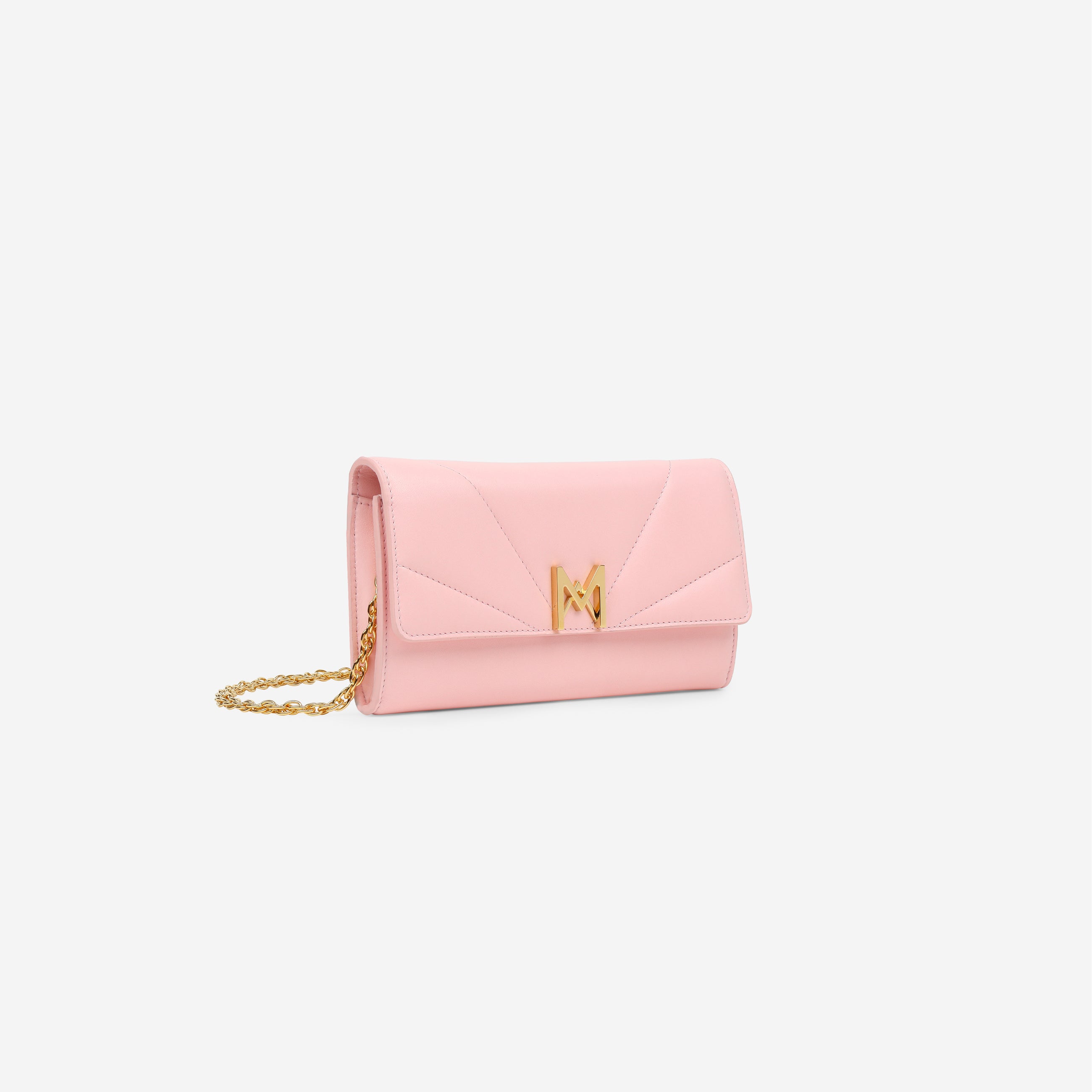 sac à main M1_01 en cuir d'agneau upcyclé couleur rose - vue de profil