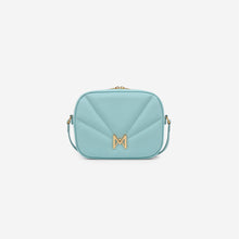 Sac à main M1_03 en cuir de vachette upcyclé couleur céladon vu de face [color:celadon,céladon]