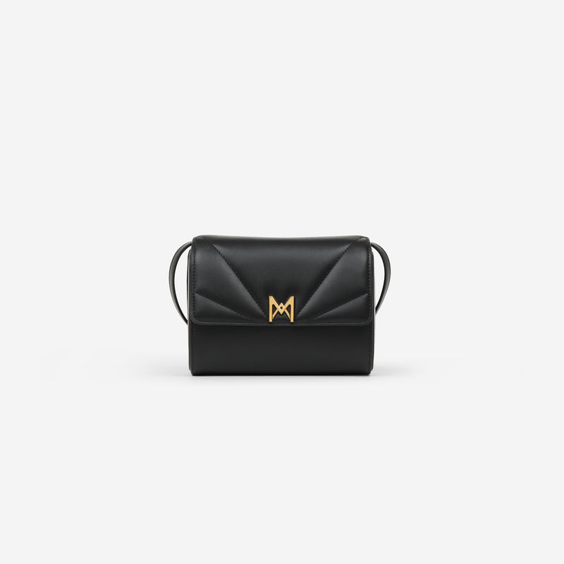 Sac à main M1_06 noir vu de face - MAES Paris, Haute Maroquinerie végane [color:noir,black]