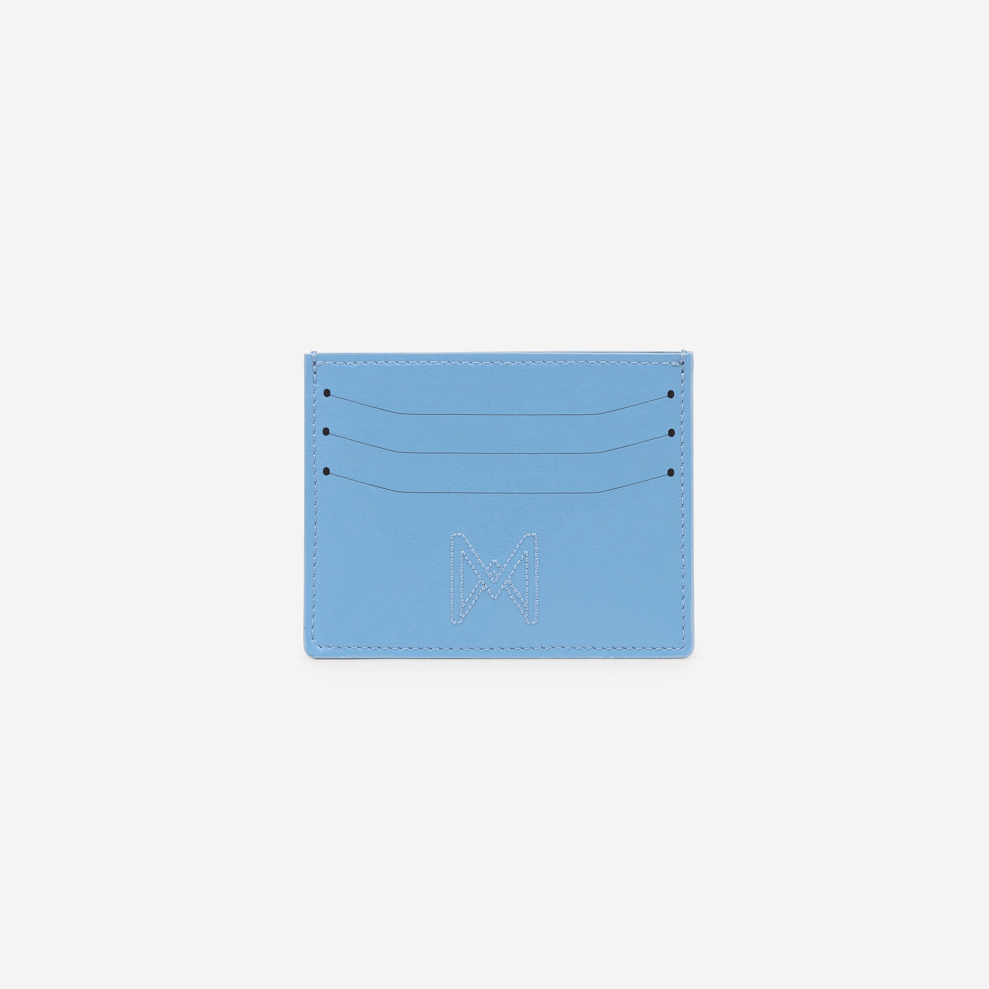 MAES Paris - Porte-cartes M24 en matière végane issue de mycélium - vue de face [color:bleu denim,denim blue]