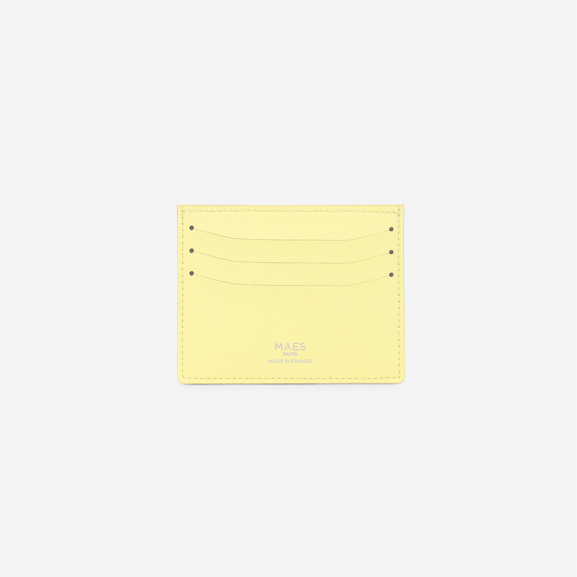 MAES Paris - Porte-cartes M24 en matière végane issue de mycélium - vue de dos [color:jaune saffiano,saffiano yellow]