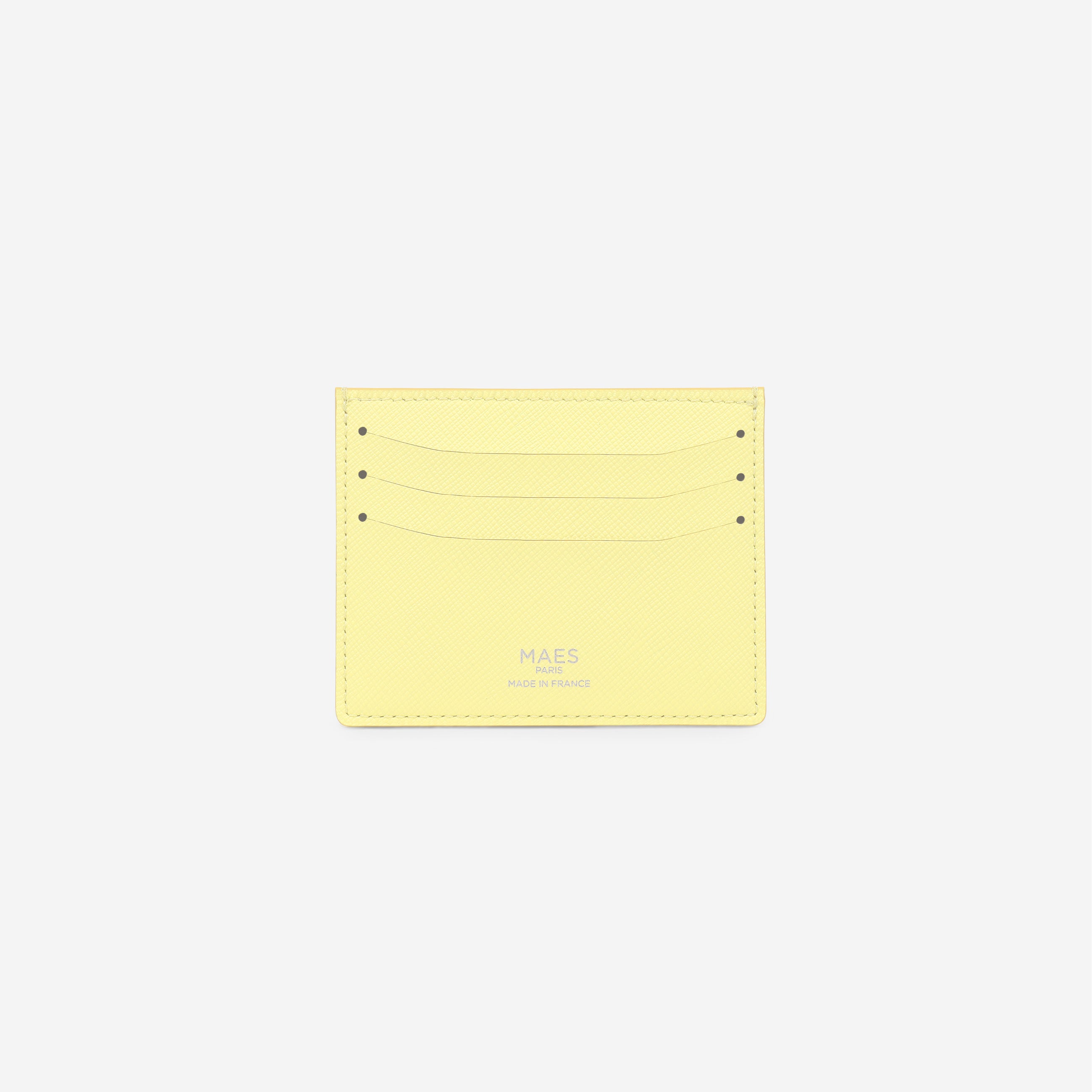 MAES Paris - Porte-cartes M24 en matière végane issue de mycélium - vue de dos [color:jaune saffiano,saffiano yellow]