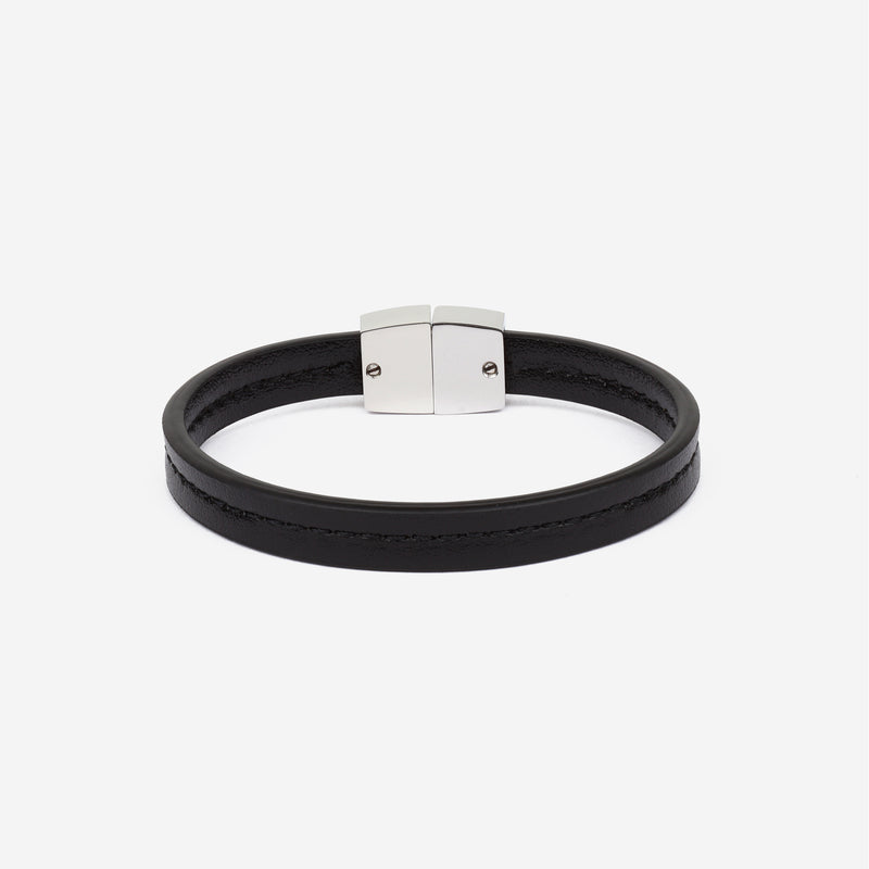 Bracelet MAES Paris B240 en mycelium noir et fermoirargenté [color:noir,black][finish:argenté,silver]