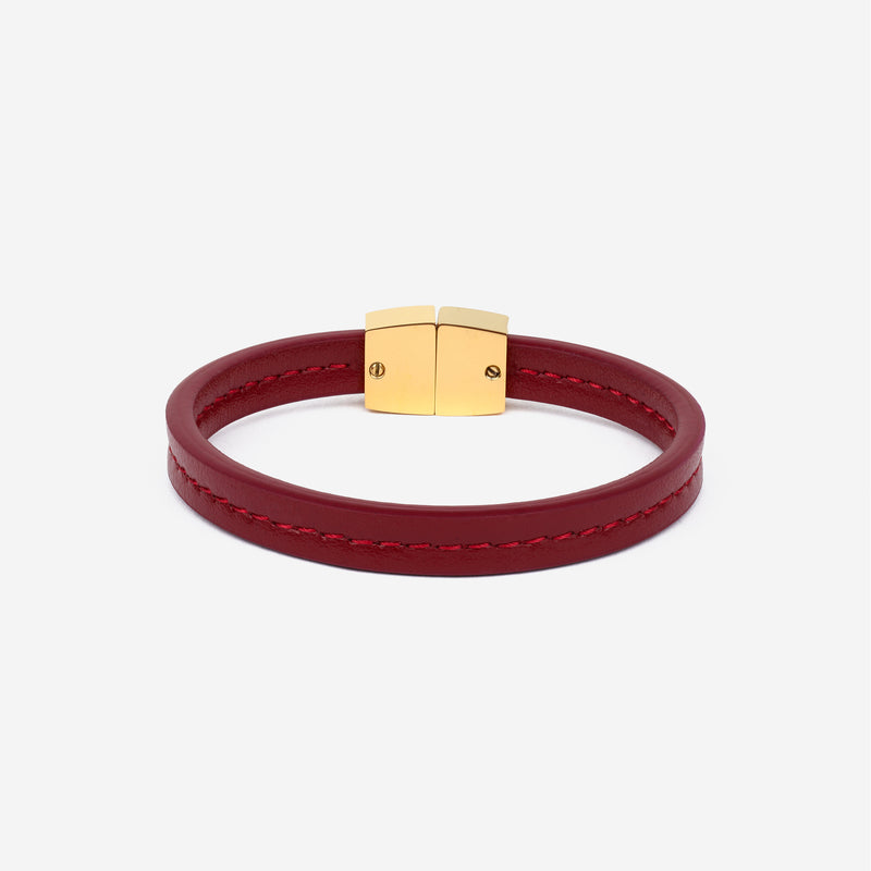 Bracelet MAES Paris B240 en mycelium rouge carmin et fermoir doré [color:rouge carmin,carmine red][finish:doré,gold]