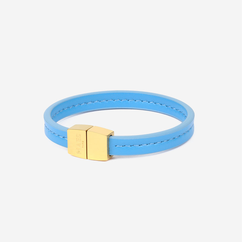 Bracelet MAES Paris B240 en mycelium bleu denim et fermoir doré [color:bleu denim,denim blue][finish:doré,gold]