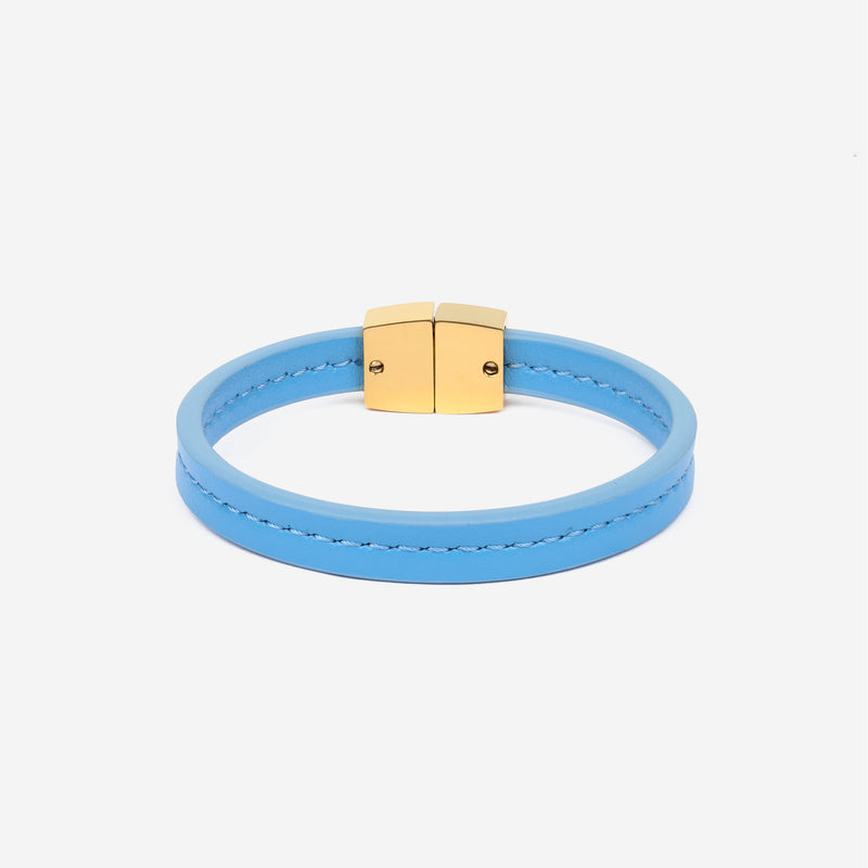 Bracelet MAES Paris B240 en mycelium bleu denim et fermoir doré [color:bleu denim,denim blue][finish:doré,gold]