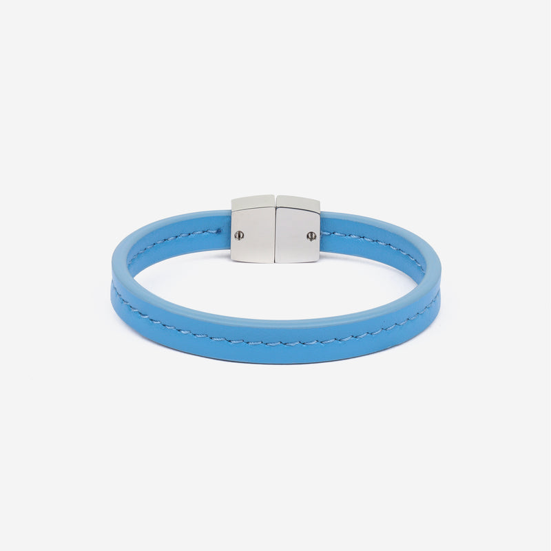 Bracelet MAES Paris B240 en mycelium bleu denim et fermoir argenté [color:bleu denim,denim blue][finish:argenté,silver]