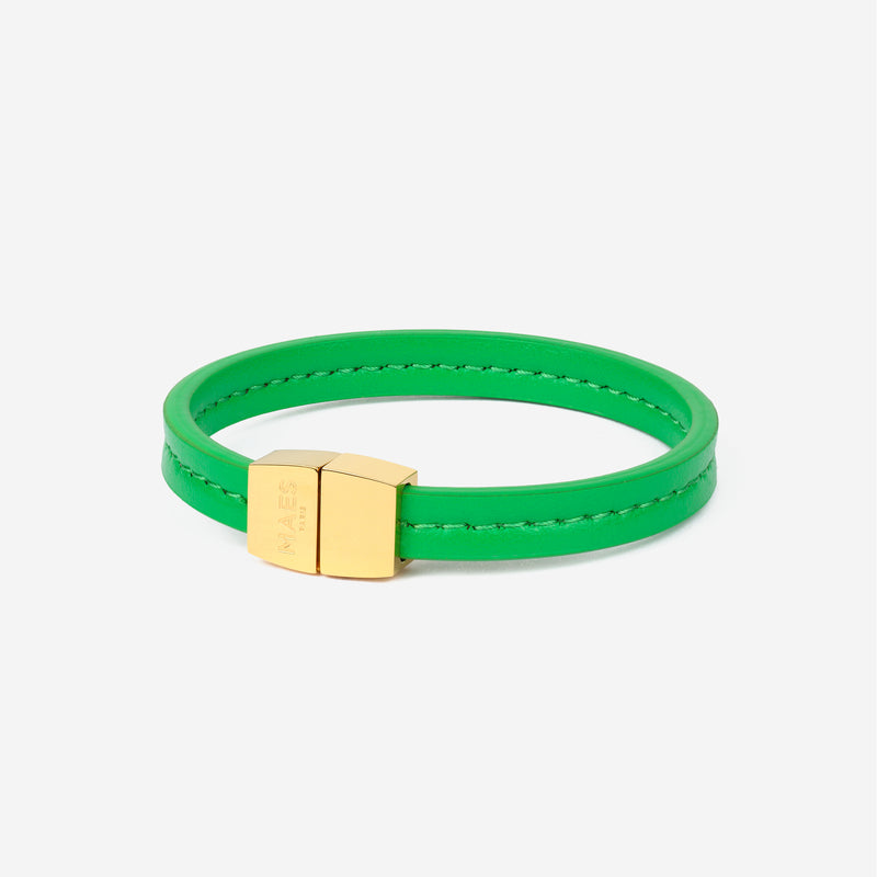 Bracelet MAES Paris B240 en mycelium vert jade et fermoir doré [color:vert jade,jade green][finish:doré,gold]
