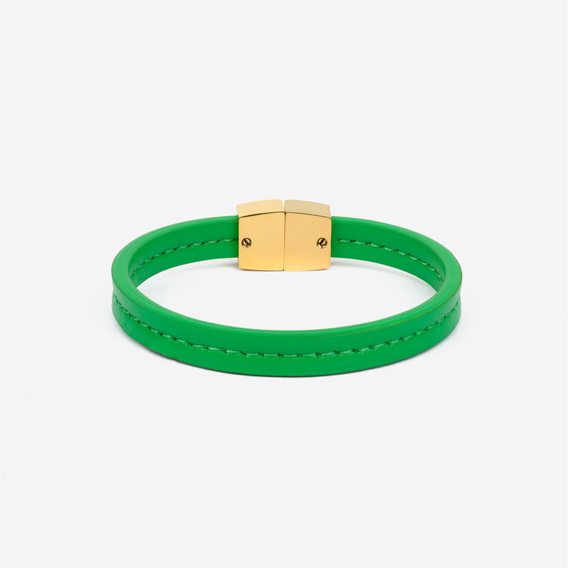 Bracelet MAES Paris B240 en mycelium vert jade et fermoir doré [color:vert jade,jade green][finish:doré,gold]