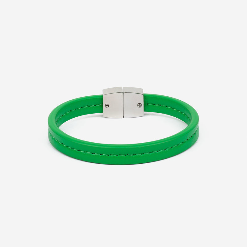 Bracelet MAES Paris B240 en mycelium vert jade et fermoir argenté [color:vert jade,jade green][finish:argenté,silver]