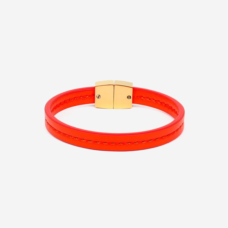 Bracelet MAES Paris B240 en mycelium vermillon et fermoir doré [color:vermillon,vermilion][finish:doré,gold]