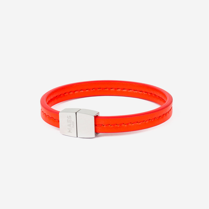 Bracelet MAES Paris B240 en mycelium vermillon et fermoir argenté [color:vermillon,vermilion][finish:argenté,silver]