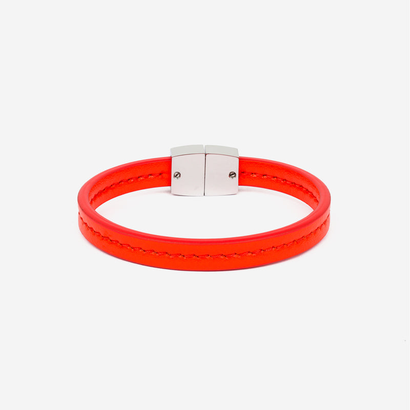 Bracelet MAES Paris B240 en mycelium vermillon et fermoir argenté [color:vermillon,vermilion][finish:argenté,silver]