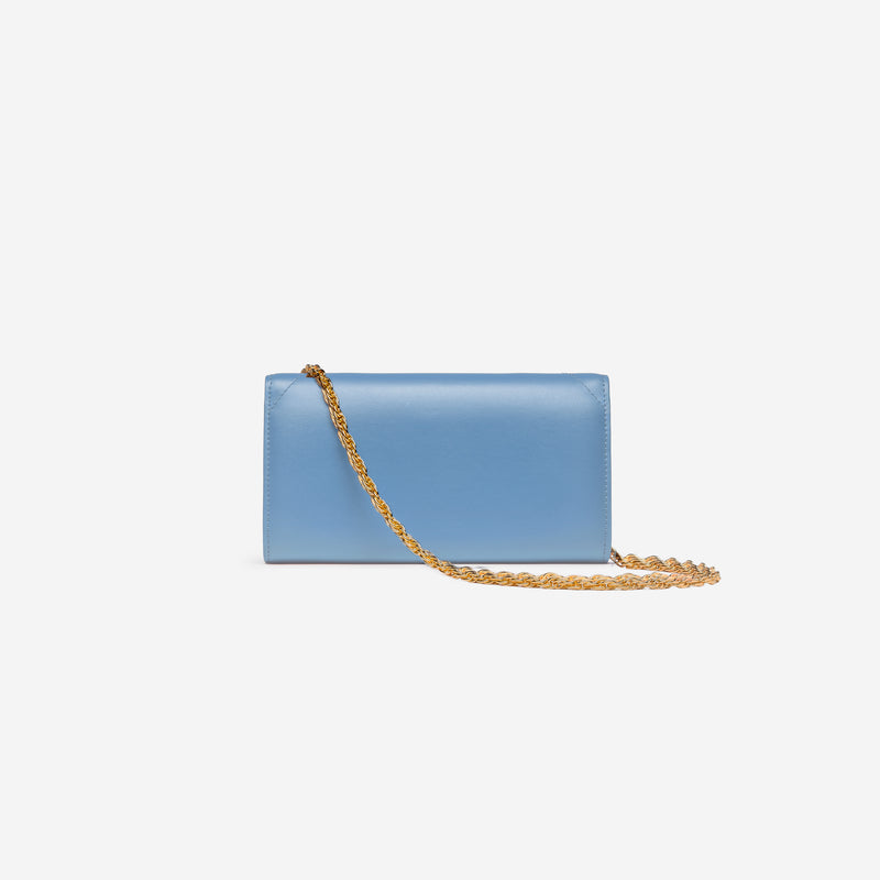 MAES Paris, pochette chaine M1/02 en M_MAT_mycelium Bleu Denim - vue de dos [color:bleu denim,denim blue]