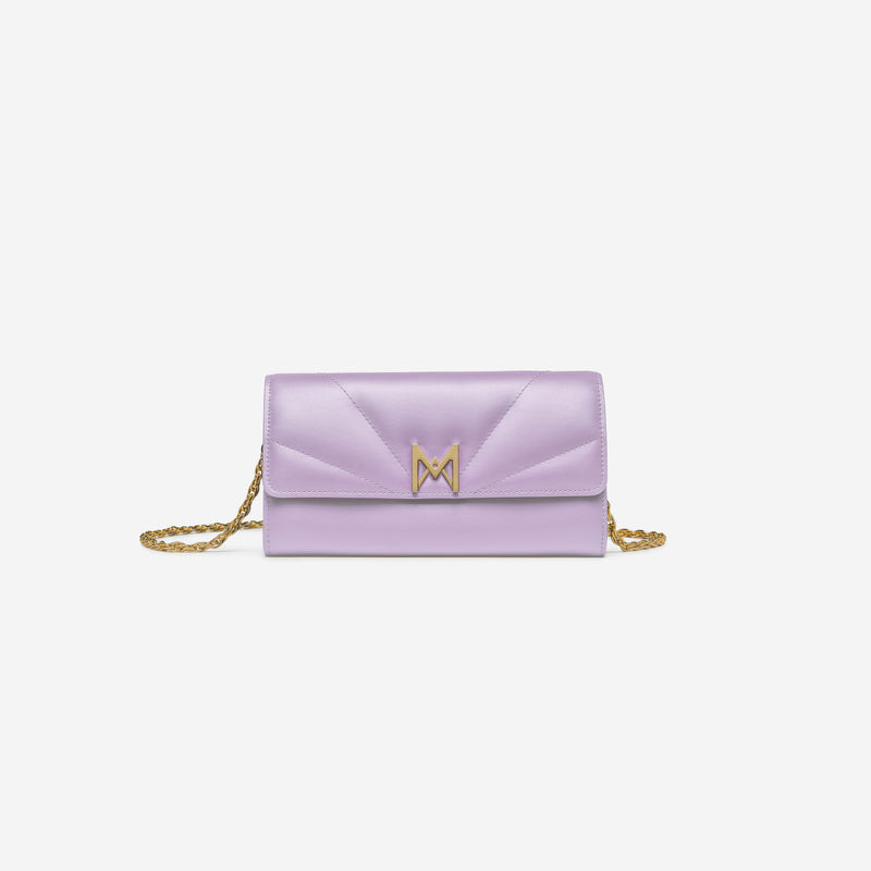 MAES Paris, pochette chaine M1/02 en M_MAT_cactus Lilas - vue de face [color:lilas,lilac]