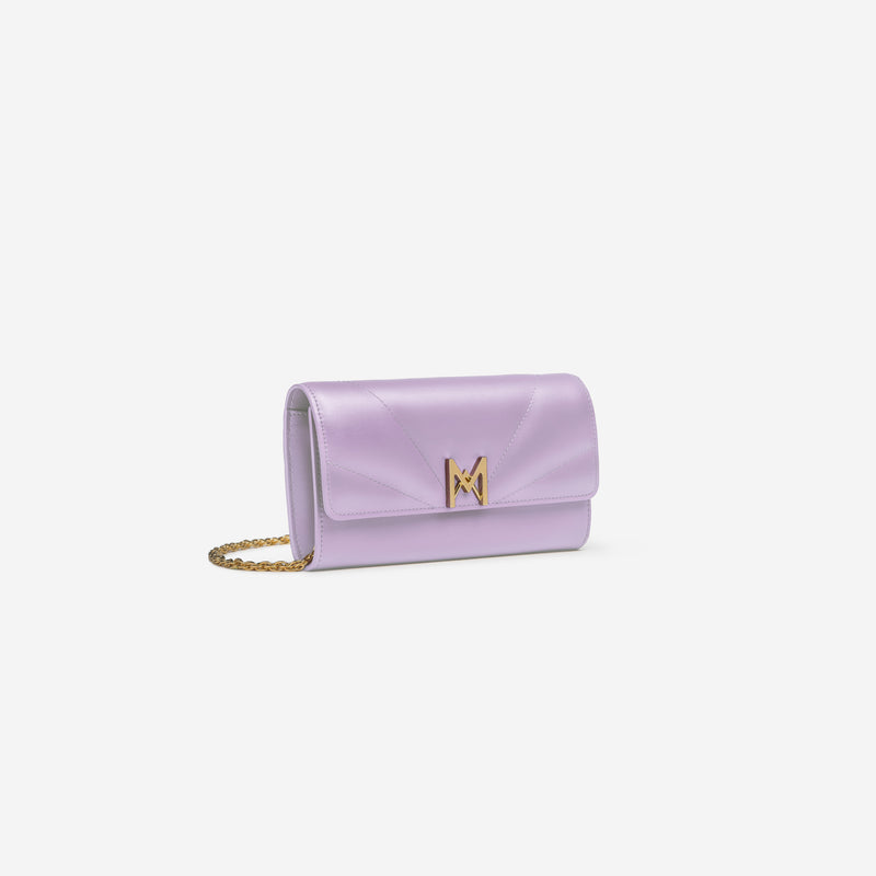 MAES Paris, pochette chaine M1/02 en M_MAT_cactus Lilas - vue de profil [color:lilas,lilac]