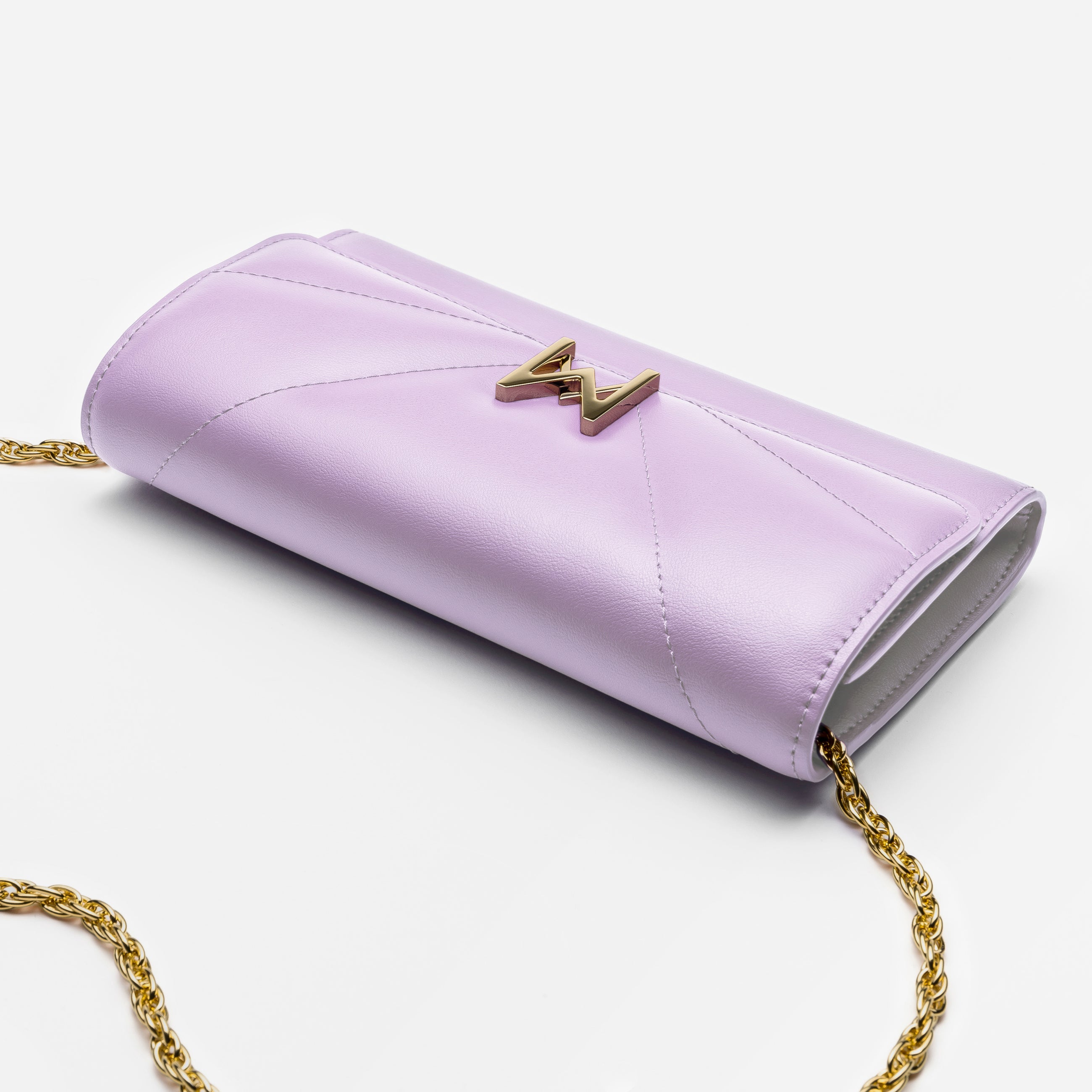 MAES Paris, pochette chaine M1/02 en M_MAT_cactus Lilas - détail [color:lilas,lilac]