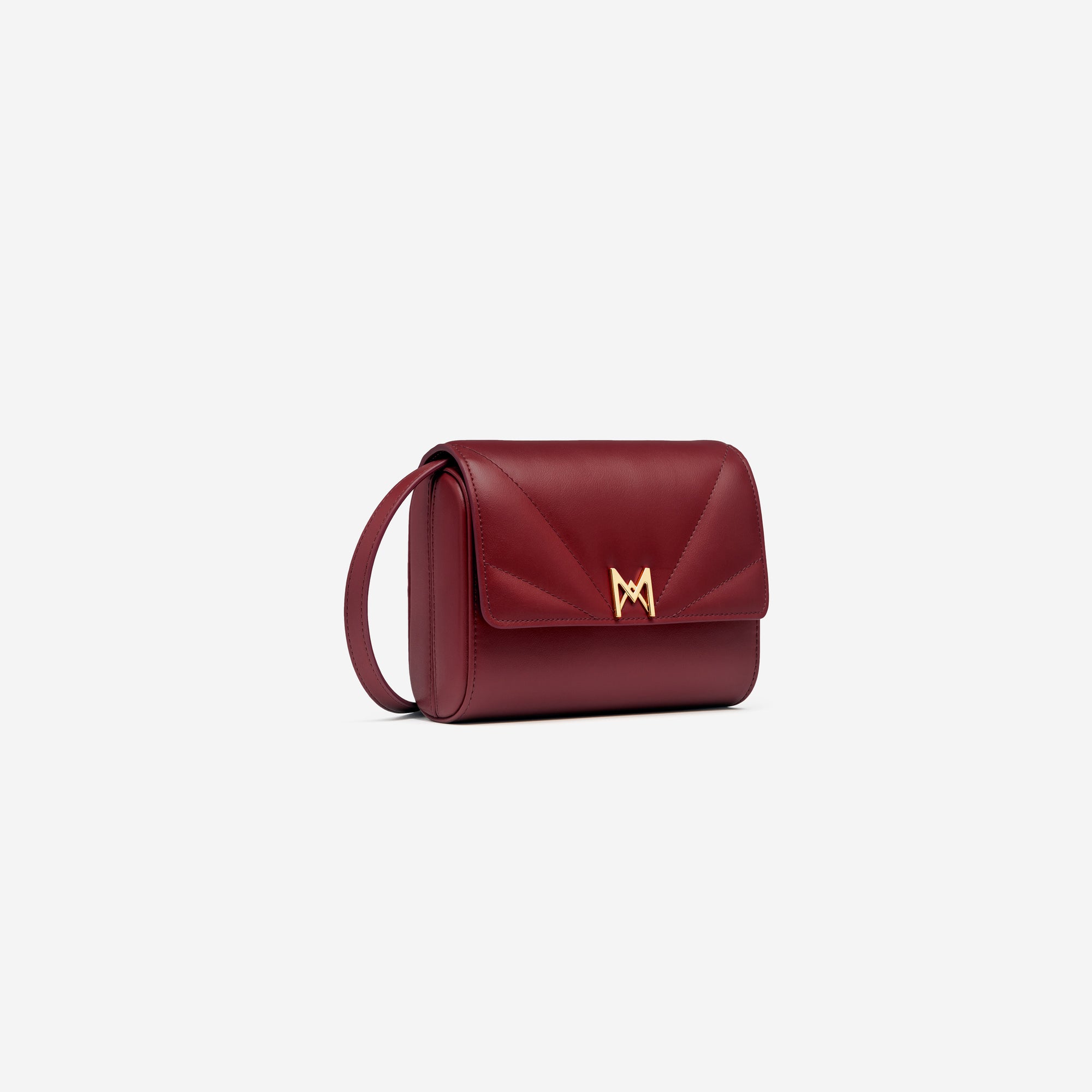 MAES Paris, Mini sac coffret M1/06 en M_MAT_mycelium Rouge Carmin - vue de profil [color:rouge carmin,carmine red]
