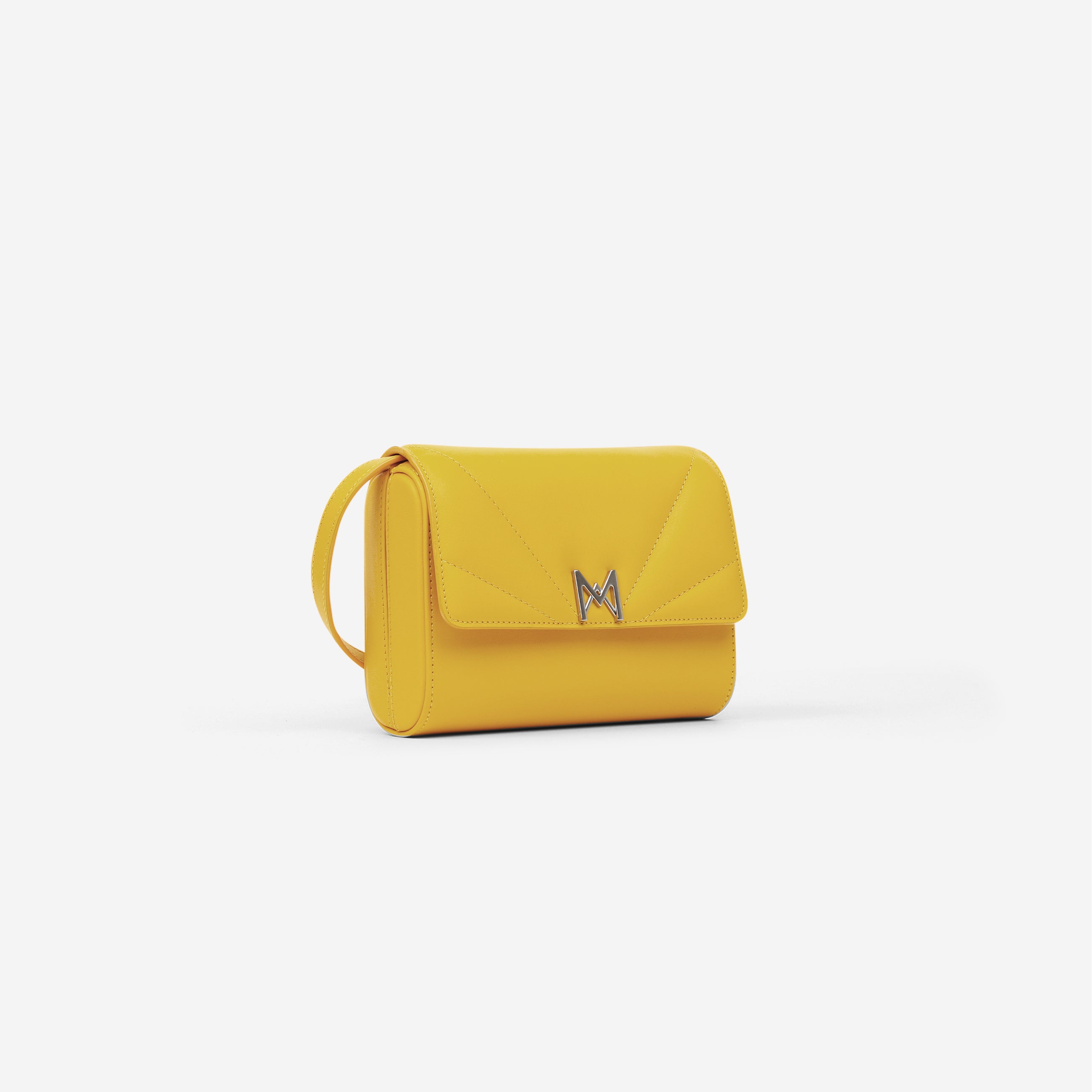 MAES Paris - Mini Sac Coffret M1/06 en cuir upcyclé Orange - vue de profil