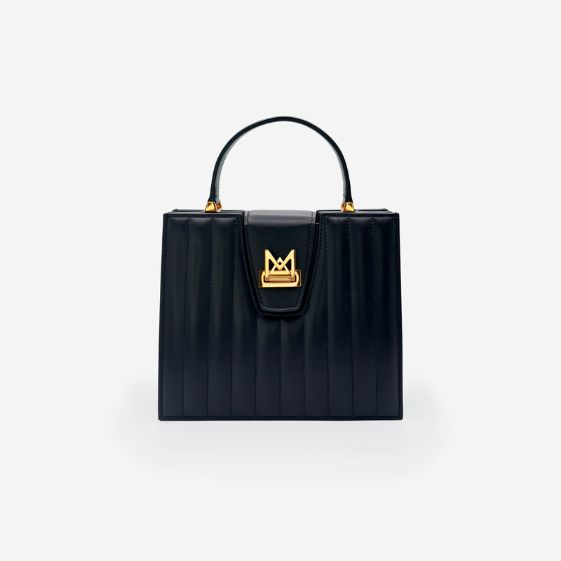 Sac M24/20 par MAES Paris - vue de face [color:noir,black][finish:doré,gold]