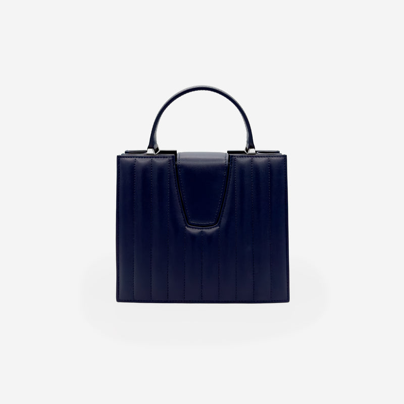 Sac M24/20 par MAES Paris - vue de dos [color:bleu nuit,night blue][finish:argenté,silver]