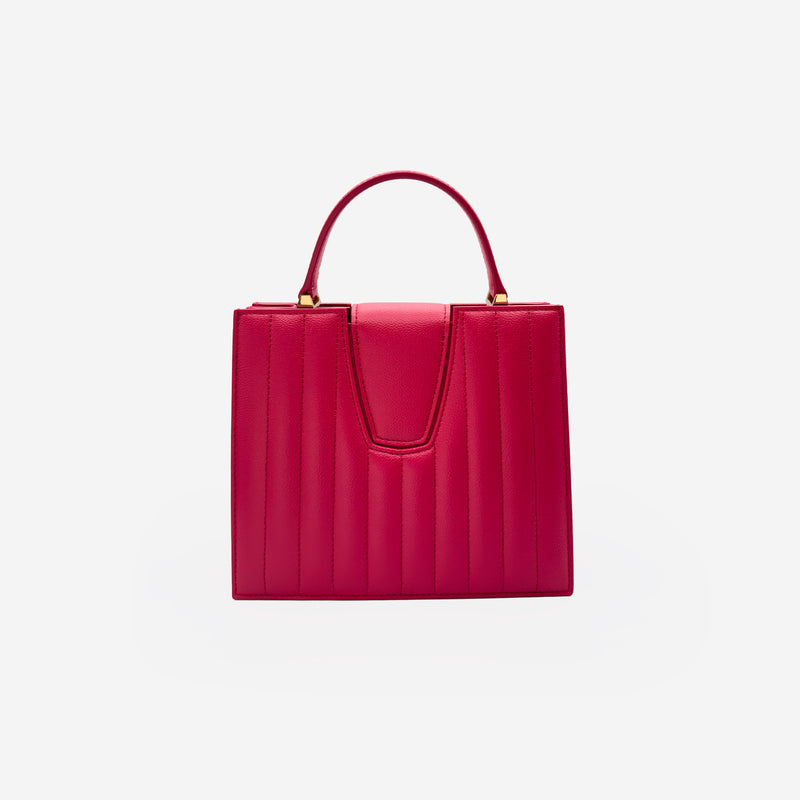 MAES Paris, sac M24/20 en M_MAT_mycelium Rose Rubis et Or - vue de dos [color:rose rubis,pink ruby][finish:doré,gold]