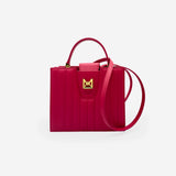 MAES Paris, sac M24/20 en M_MAT_mycelium Rose Rubis et Or - vue avec bandoulière