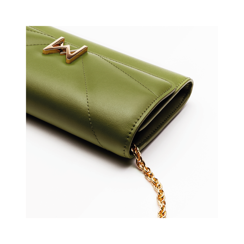 Pochette chaine MAES Paris en M_MAT_mycelium vert kaki