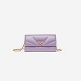 Pochette avec chaine M1_02 M_MAT_cactus lilas vue de face - MAES Paris, Haute Maroquinerie innovante & responsable