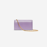 Pochette avec chaine M1_02 en M_MAT_cactus lilas vue de dos - MAES Paris, Haute Maroquinerie innovante & responsable