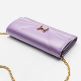 Pochette avec chaine M1_02 en M_MAT_cactus lilas vue de dessus - MAES Paris, Haute Maroquinerie innovante & responsable