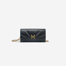 Pochette avec chaine M1_02 noir vue de face - MAES Paris, Haute Maroquinerie innovante & responsable [color:noir,black]