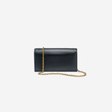 Pochette avec chaine M1_02 en M_MAT_cactus noir vue de dos - MAES Paris, Haute Maroquinerie innovante & responsable