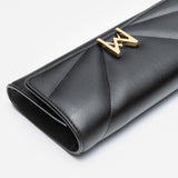 Pochette avec chaine M1_02 en M_MAT_cactus noir vue de dessus - MAES Paris, Haute Maroquinerie innovante & responsable