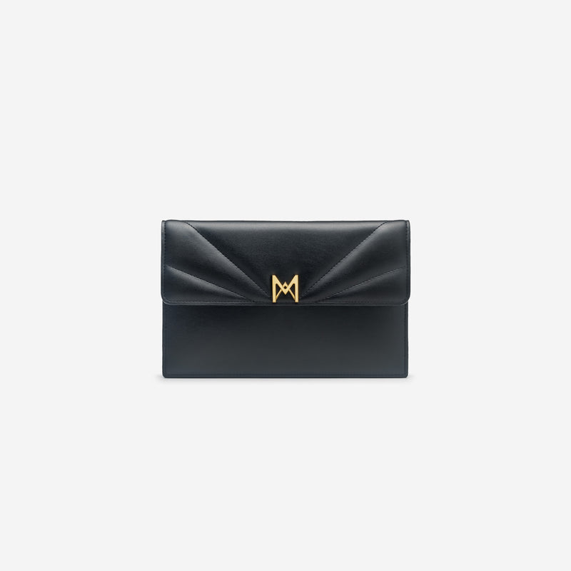 Pochette M1_04 noir vue de face - MAES Paris, Haute Maroquinerie innovante & responsable [color:noir,black]
