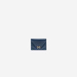 Porte-cartes M1_05 bleu nuit vu de face - MAES Paris, Haute Maroquinerie innovante & responsable