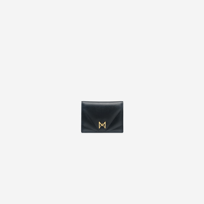 Porte-cartes M1_05 noir vu de face - MAES Paris, Haute Maroquinerie innovante & responsable [color:noir,black]