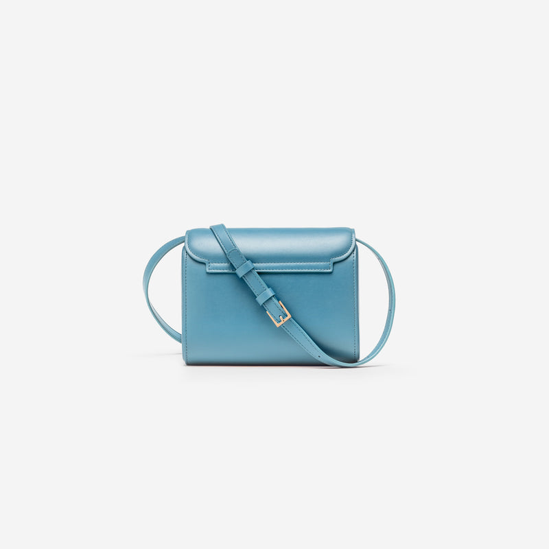 Sac à main M1_06 denim vu de dos - MAES Paris, Haute Maroquinerie innovante & responsable [color:bleu denim,denim blue]